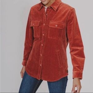 The Normal Brand Women's Red Corduroy Button Down Shirt Shacket Size M
